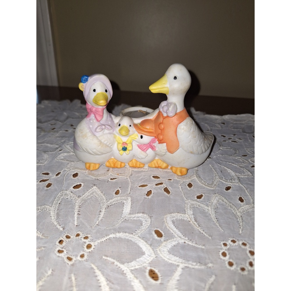 Vintage Duck Family Ceramic‎ Figurine Candle Holder Country Cottagecore Decor